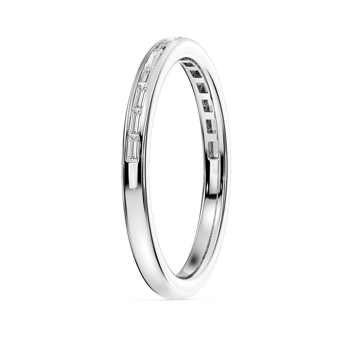Lovea Clea Trauring – Baguette Kanalfassung – Weißgold