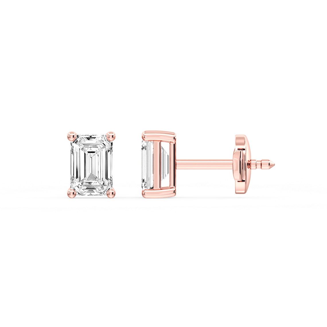 Lovea Mia Ohrstecker Sicherheitsverschluss – Smaragdschliff – Roségold