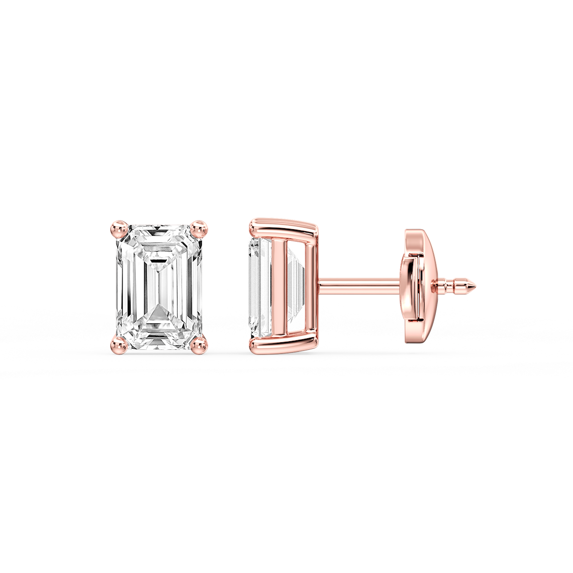 Lovea Mia Ohrstecker Sicherheitsverschluss – Smaragdschliff – Roségold