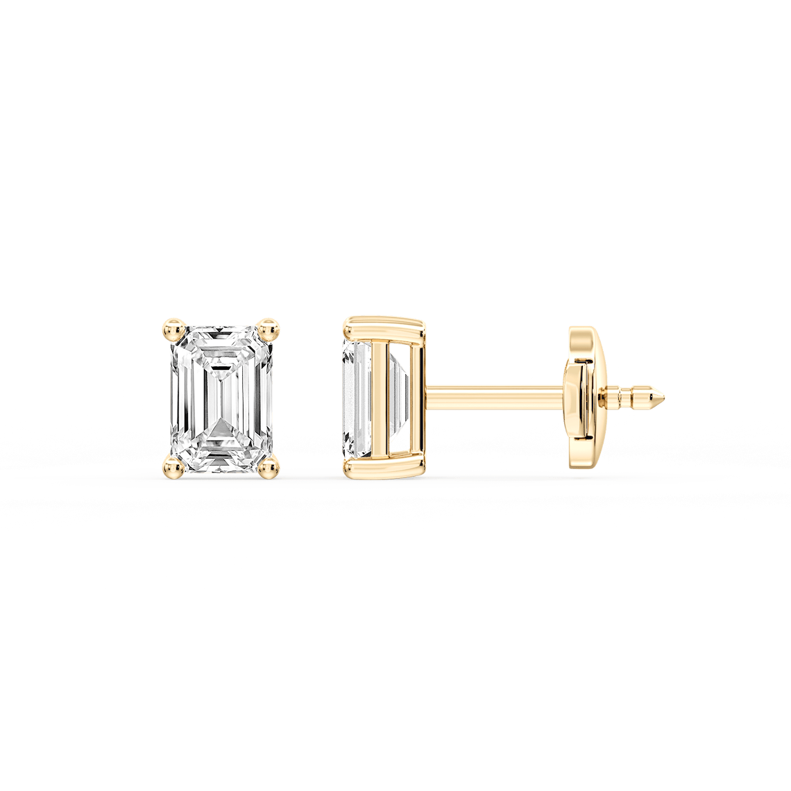 Lovea Mia Ohrstecker Sicherheitsverschluss – Smaragdschliff – Gelbgold