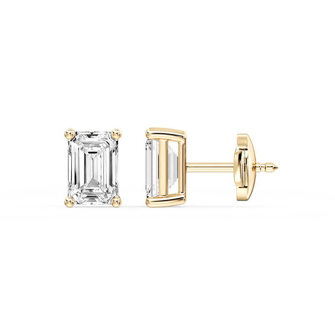 Lovea Mia Ohrstecker Sicherheitsverschluss – Smaragdschliff – Gelbgold
