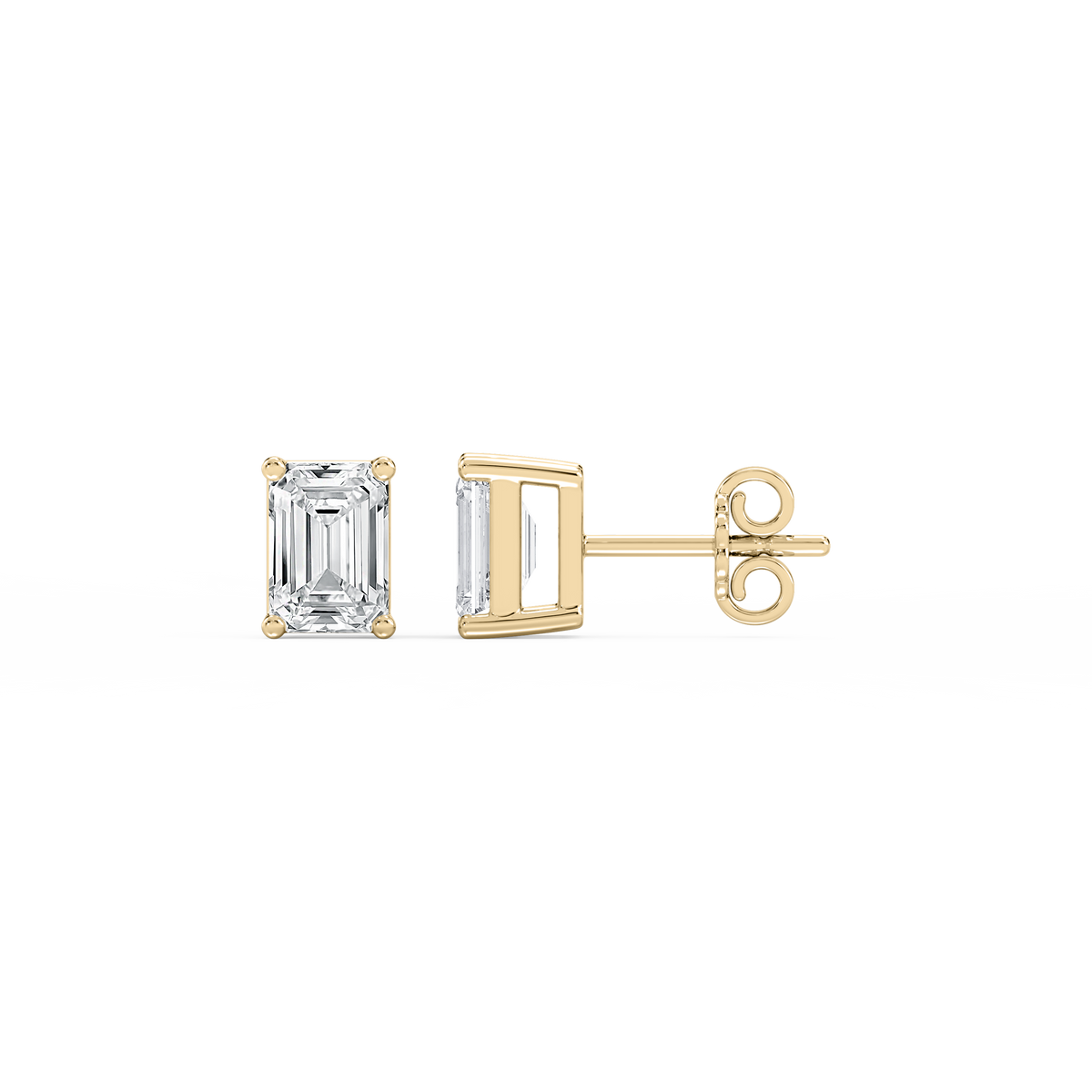 Lovea Mia Ohrstecker Steckverschluss – Smaragdschliff – Gelbgold