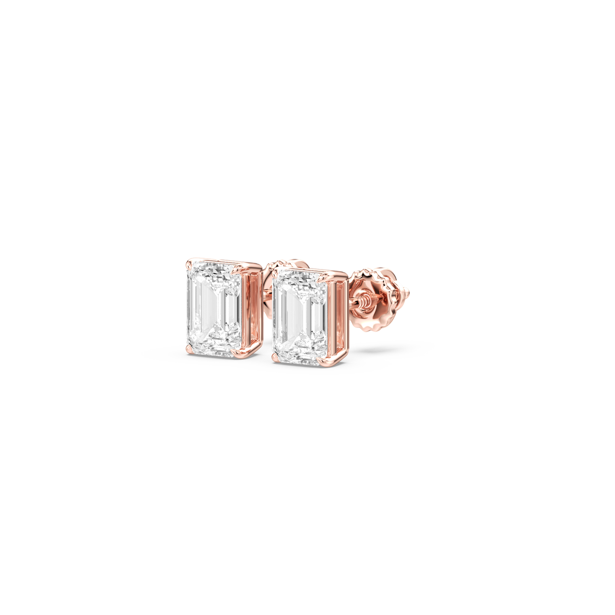 Lovea Lena Ohrstecker Schraubverschluss – Smaragdschliff – Roségold
