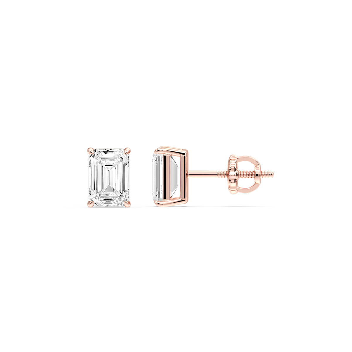 Lovea Lena Ohrstecker Schraubverschluss – Smaragdschliff – Roségold