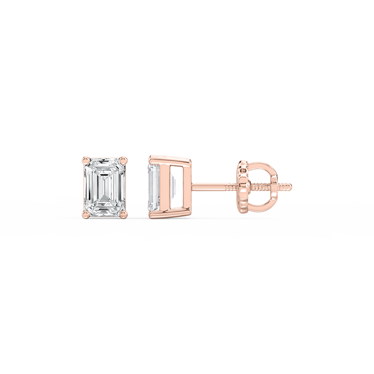 Lovea Mia Ohrstecker Schraubverschluss – Smaragdschliff – Roségold