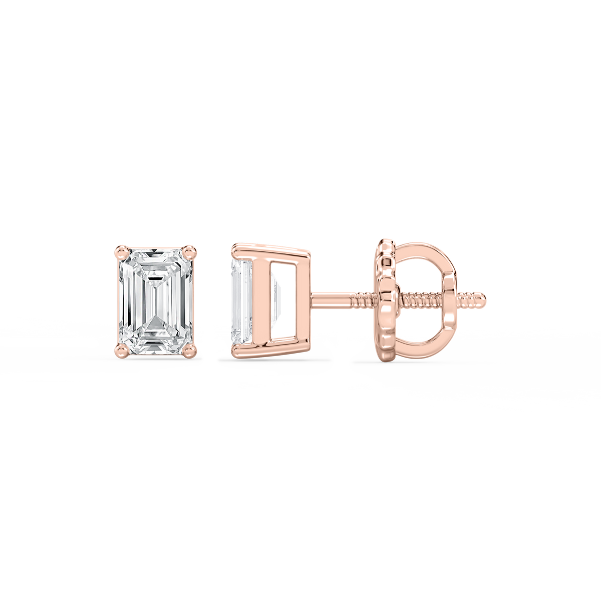 Lovea Mia Ohrstecker Schraubverschluss – Smaragdschliff – Roségold
