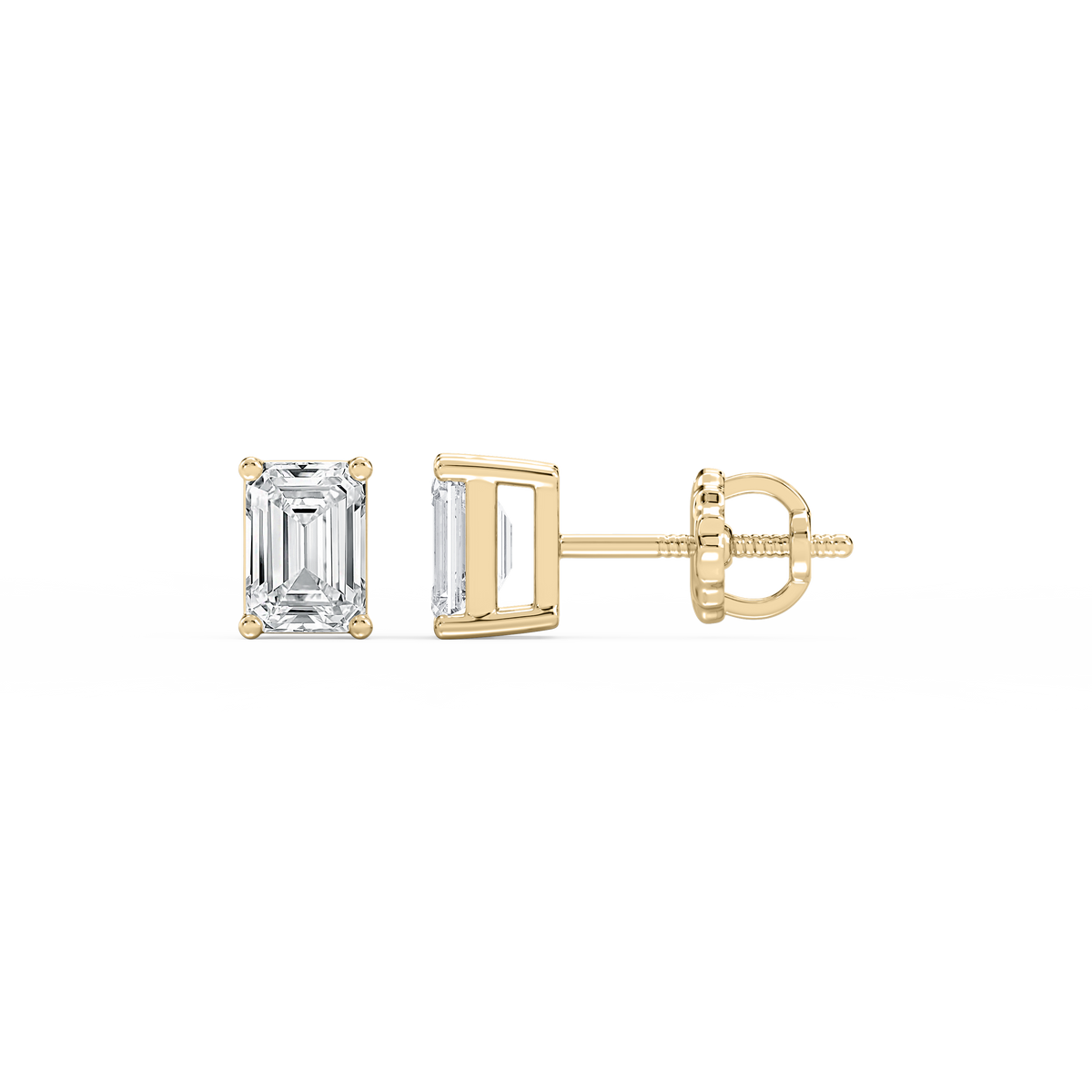 Lovea Mia Ohrstecker Schraubverschluss – Smaragdschliff – Gelbgold