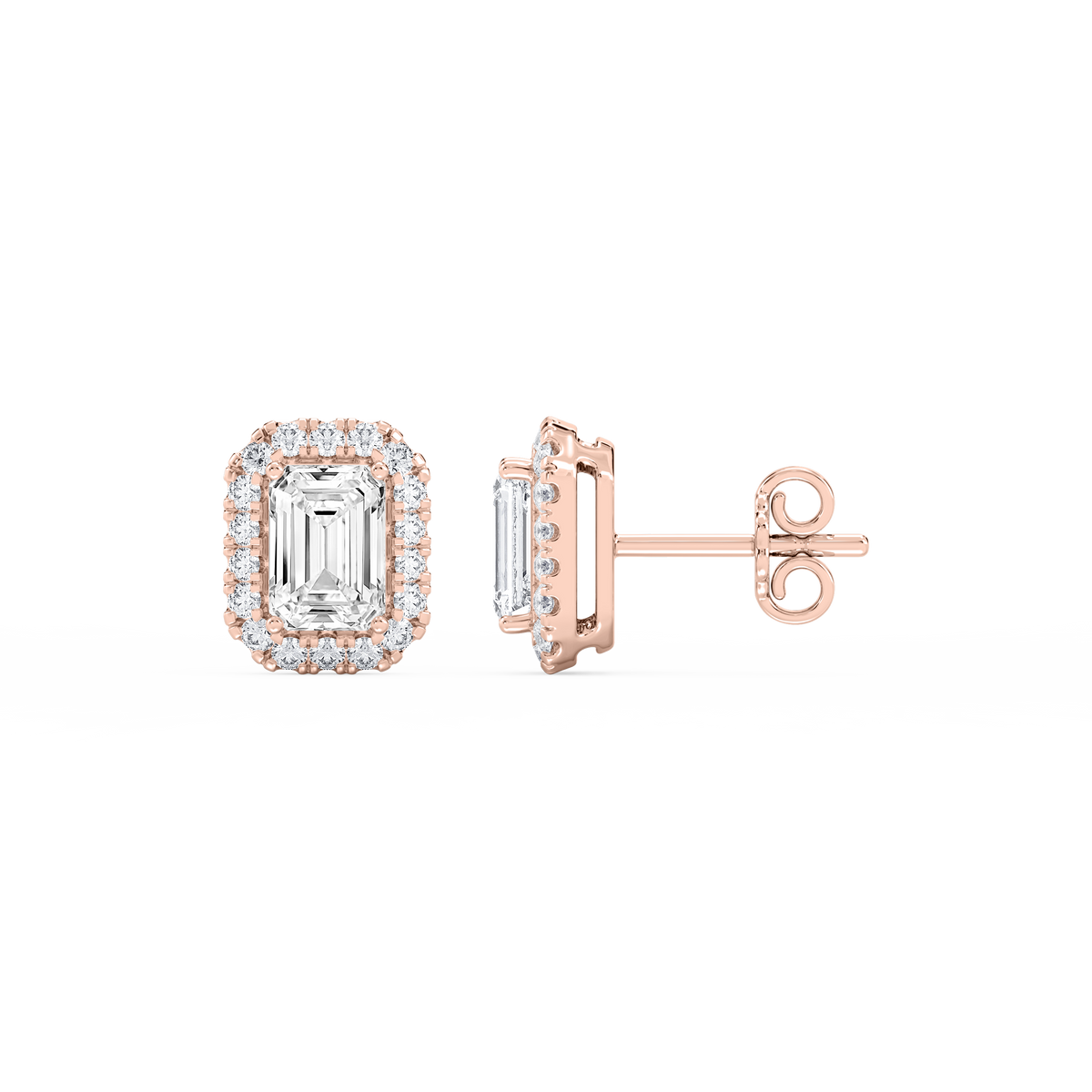 Lovea Pia Ohrstecker – Smaragdschliff – Roségold