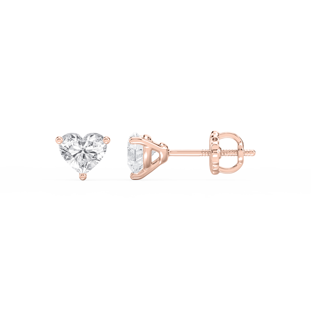 Lovea Nora Ohrstecker Schraubverschluss – Herzschliff – Roségold