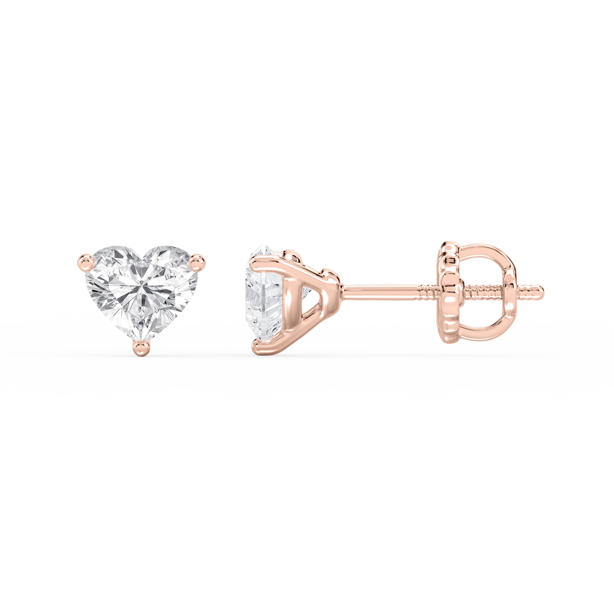 Lovea Nora Ohrstecker Schraubverschluss – Herzschliff – Roségold