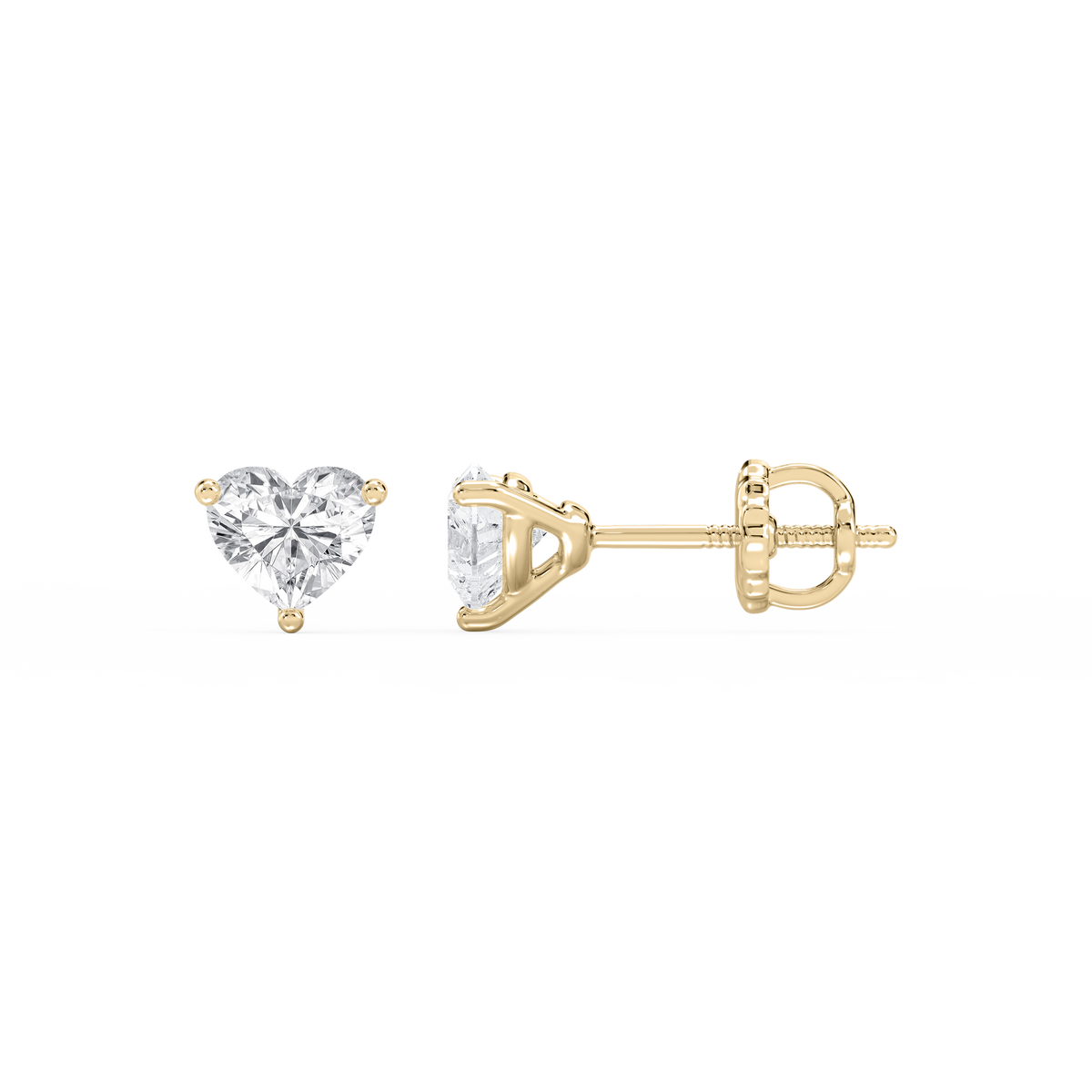 Lovea Nora Ohrstecker Schraubverschluss – Herzschliff – Gelbgold