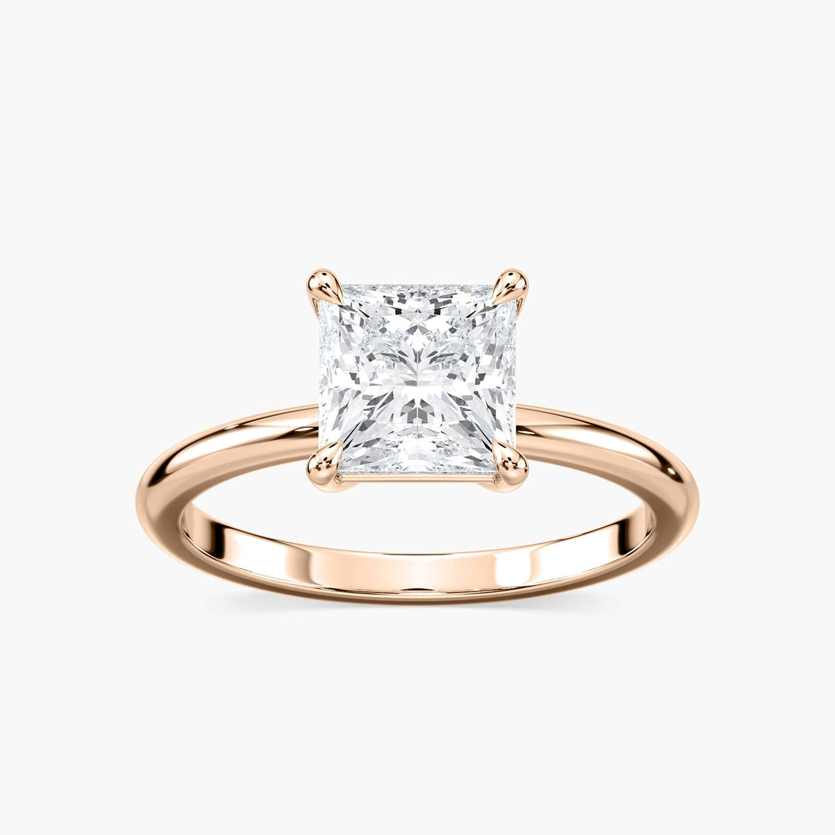 Lovea Clara Solitaire Verlobungsring Prinzessschliff – Roségold