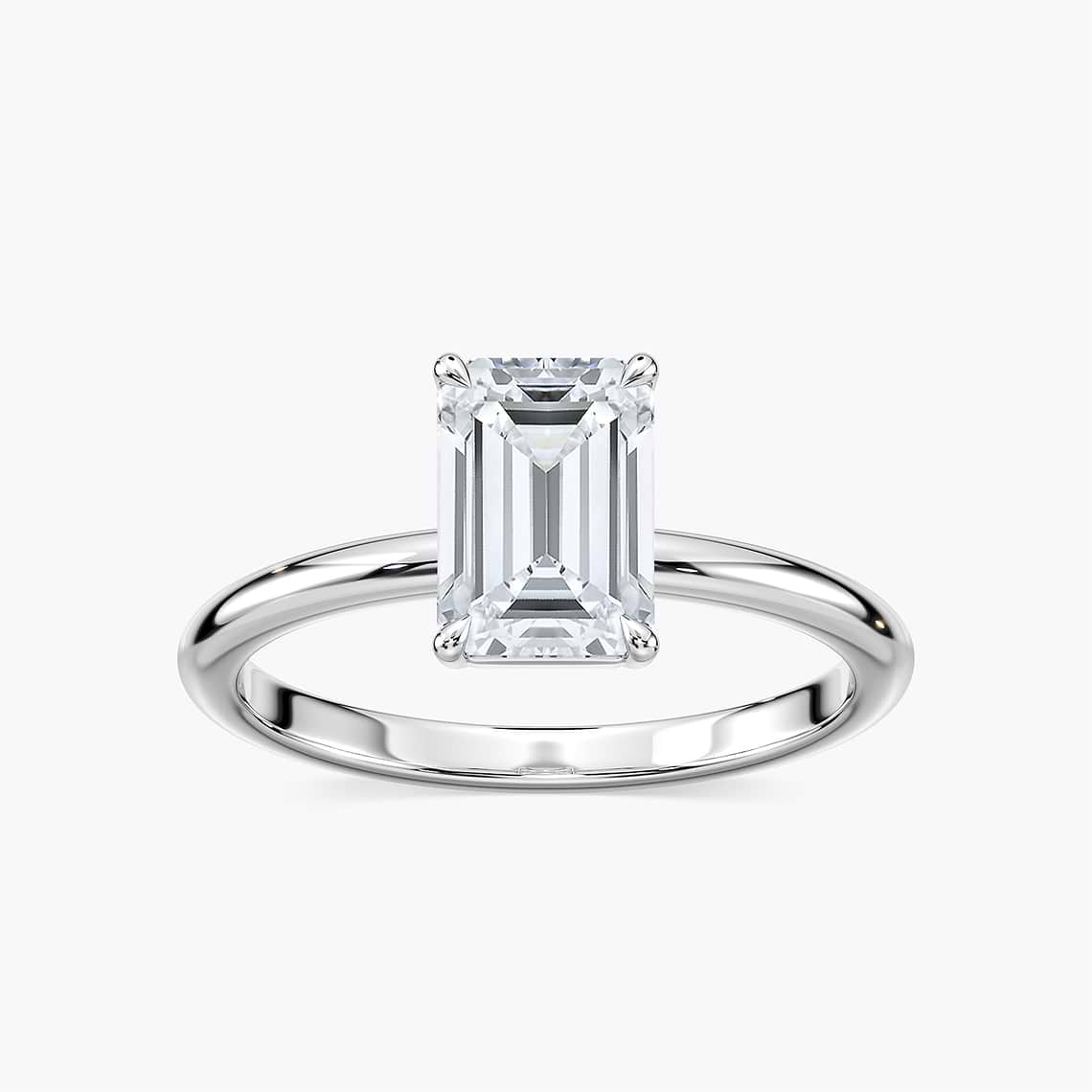 Lovea Clara Solitaire Verlobungsring Smaragdschliff – Weißgold