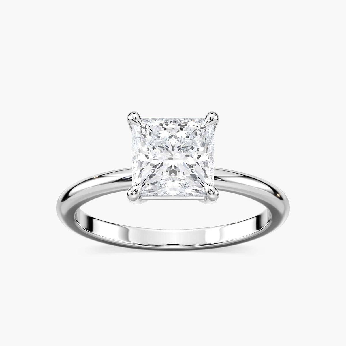 Lovea Clara Solitaire Verlobungsring Prinzessschliff – Weißgold