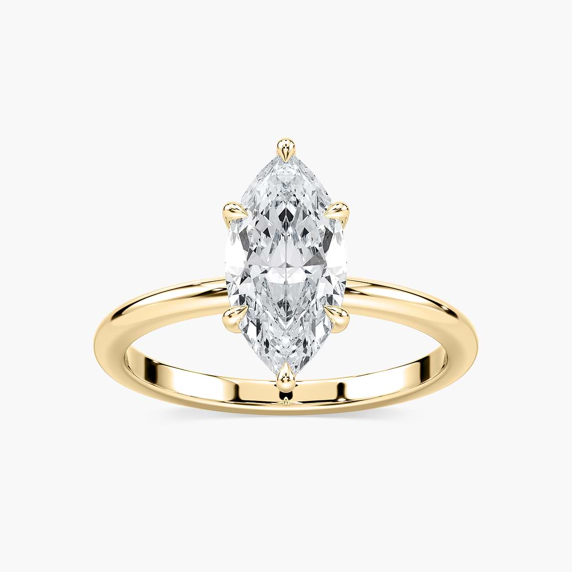 Lovea Clara Solitaire Verlobungsring Marquiseschliff – Gelbgold