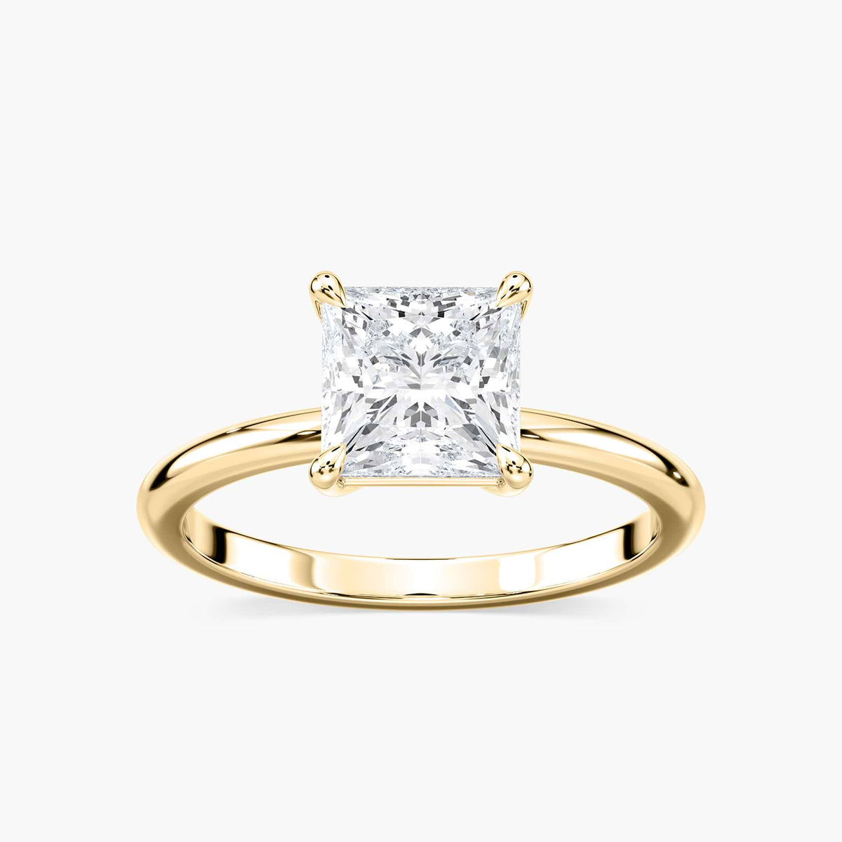 Lovea Clara Solitaire Verlobungsring Prinzessschliff – Gelbgold