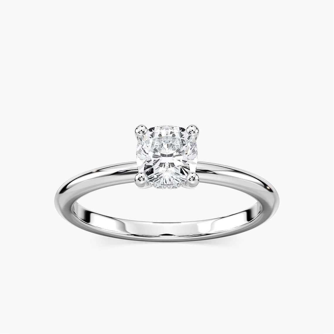 Lovea Greta Hidden Halo Verlobungsring Kissenschliff – Weißgold
