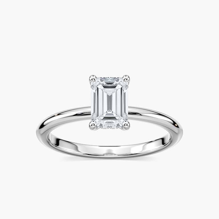 Lovea Greta Hidden Halo Verlobungsring Smaragdschliff – Weißgold
