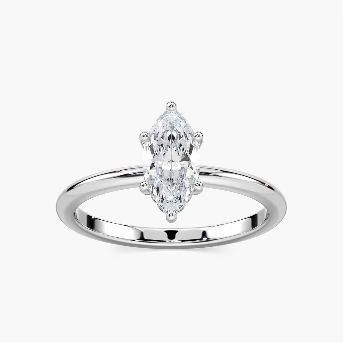 Lovea Greta Hidden Halo Verlobungsring Marquiseschliff – Weißgold