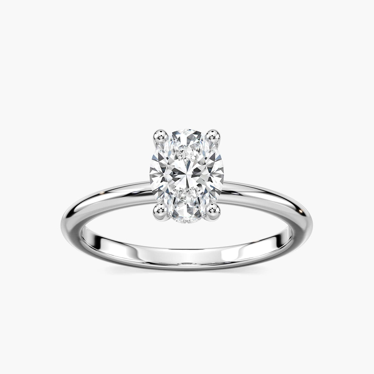 Lovea Greta Hidden Halo Verlobungsring Ovalschliff – Weißgold
