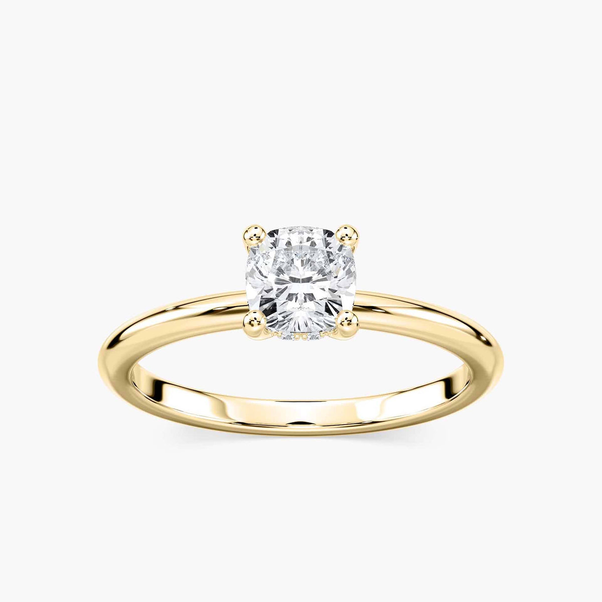 Lovea Greta Hidden Halo Verlobungsring Kissenschliff – Gelbgold
