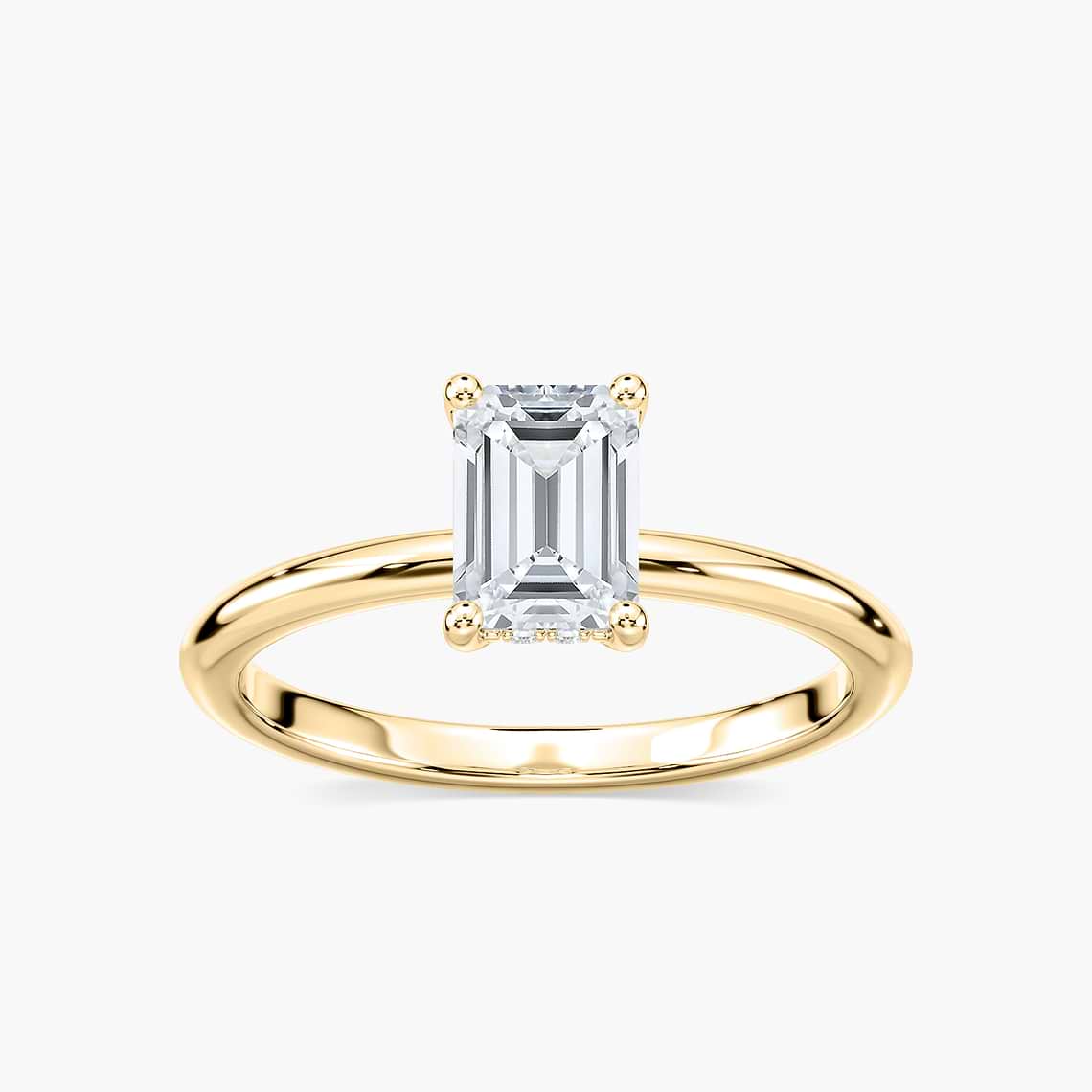 Lovea Greta Hidden Halo Verlobungsring Smaragdschliff – Gelbgold