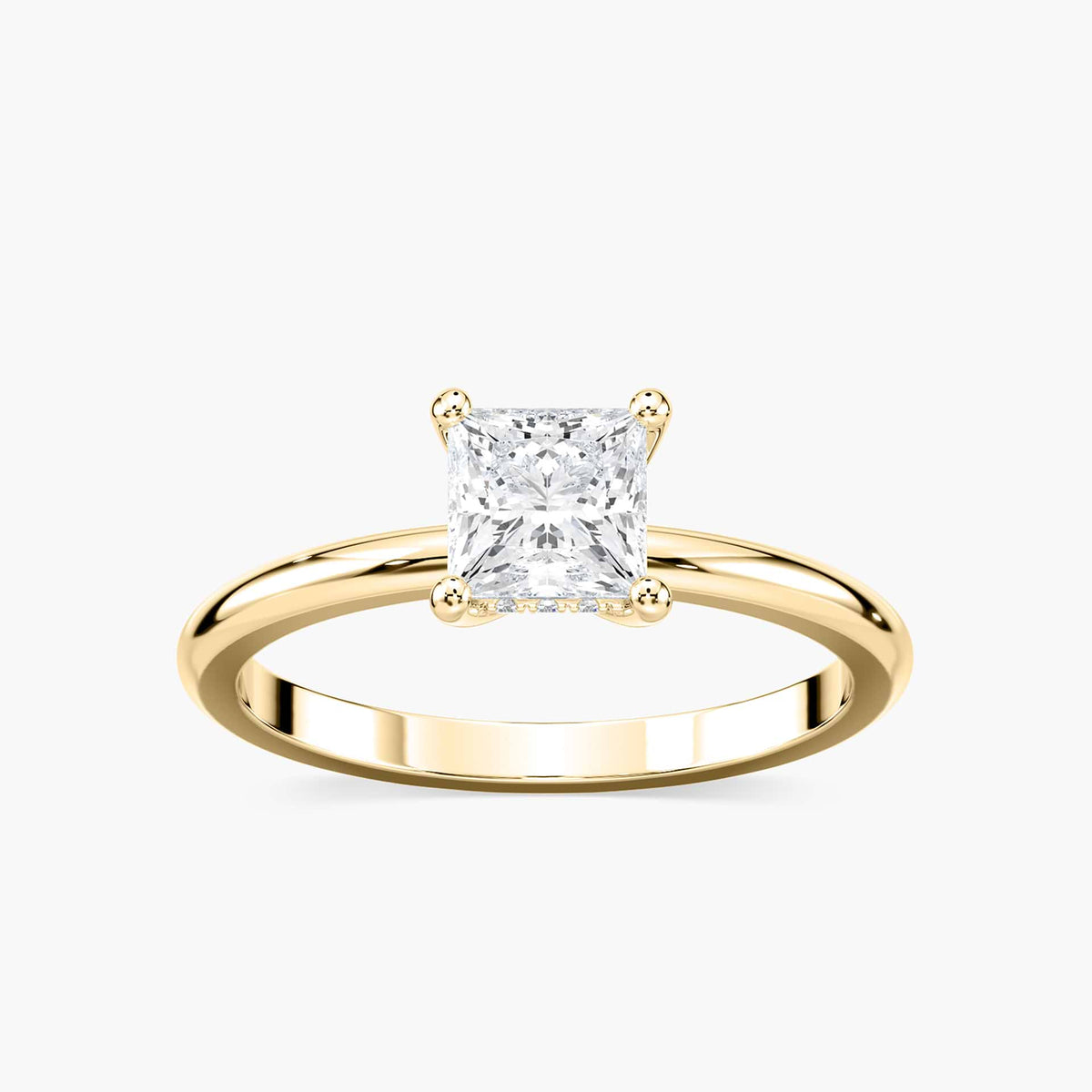 Lovea Greta Hidden Halo Verlobungsring Prinzessschliff – Gelbgold
