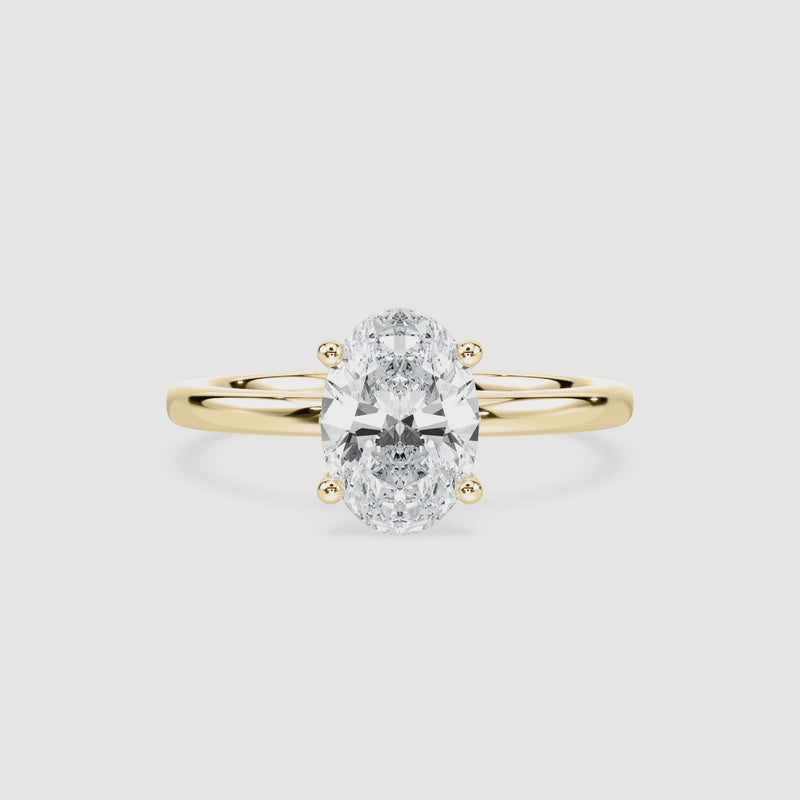 Marlene Blüten-Solitaire Verlobungsring – Ovalschliff – Gelbgold – Video