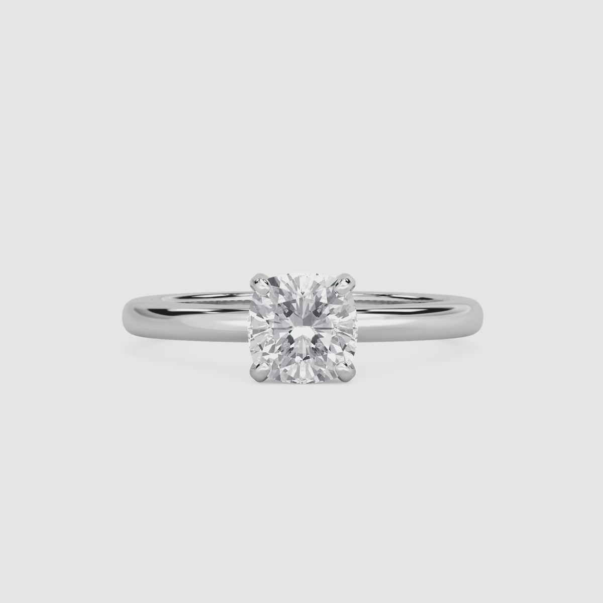 Video laden: Emilia Solitaire Verlobungsring – Kissenschliff – Weißgold – Video