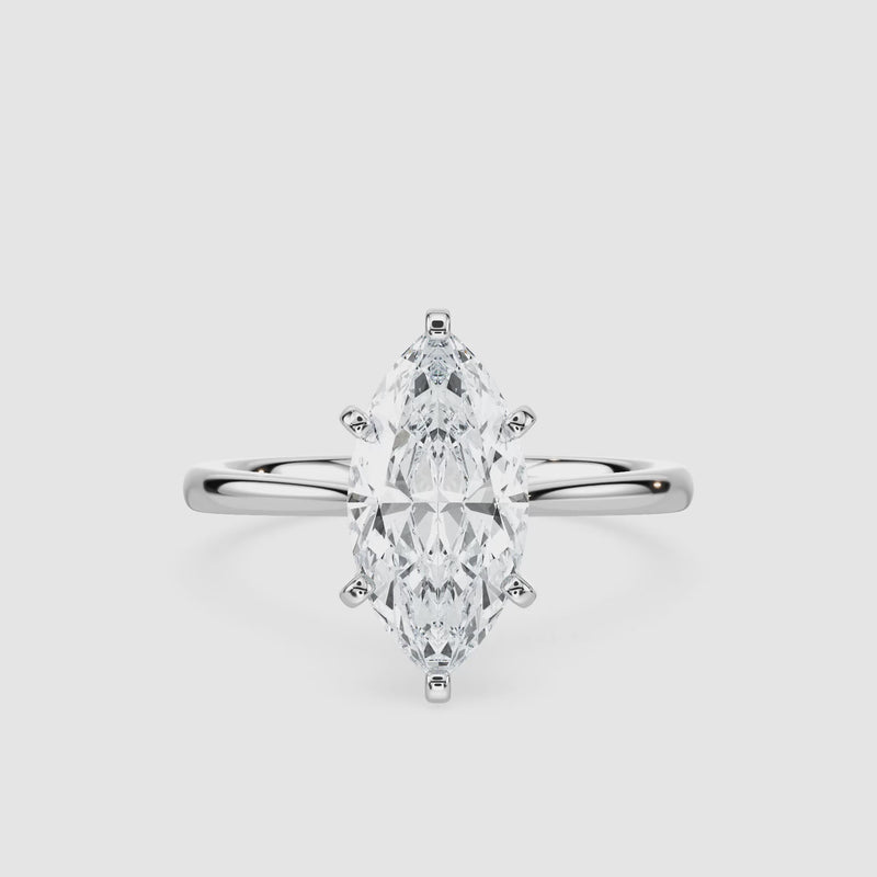 Sophie Kathedrale-Solitaire Verlobungsring – Marquiseschliff – Weißgold – Video