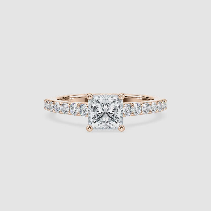 Hannah Hidden Halo Verlobungsring – Prinzessschliff – Roségold – Video