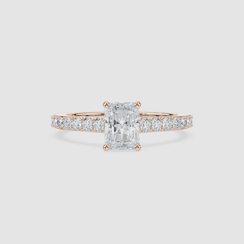 Hannah Hidden Halo Verlobungsring – Radiantschliff – Roségold – Video