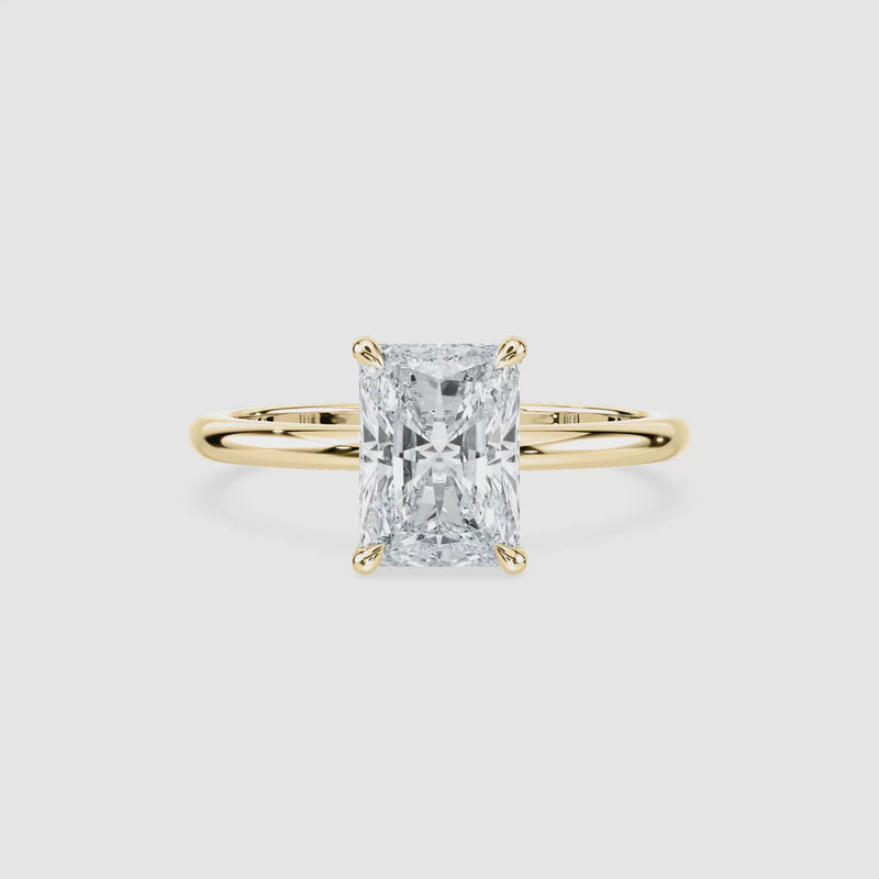 Clara Solitaire Verlobungsring – Radiantschliff – Gelbgold – Video
