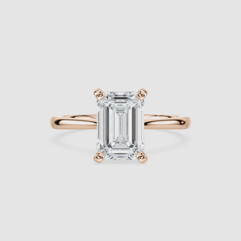 Sophie Kathedrale-Solitaire Verlobungsring – Smaragdschliff – Roségold – Video