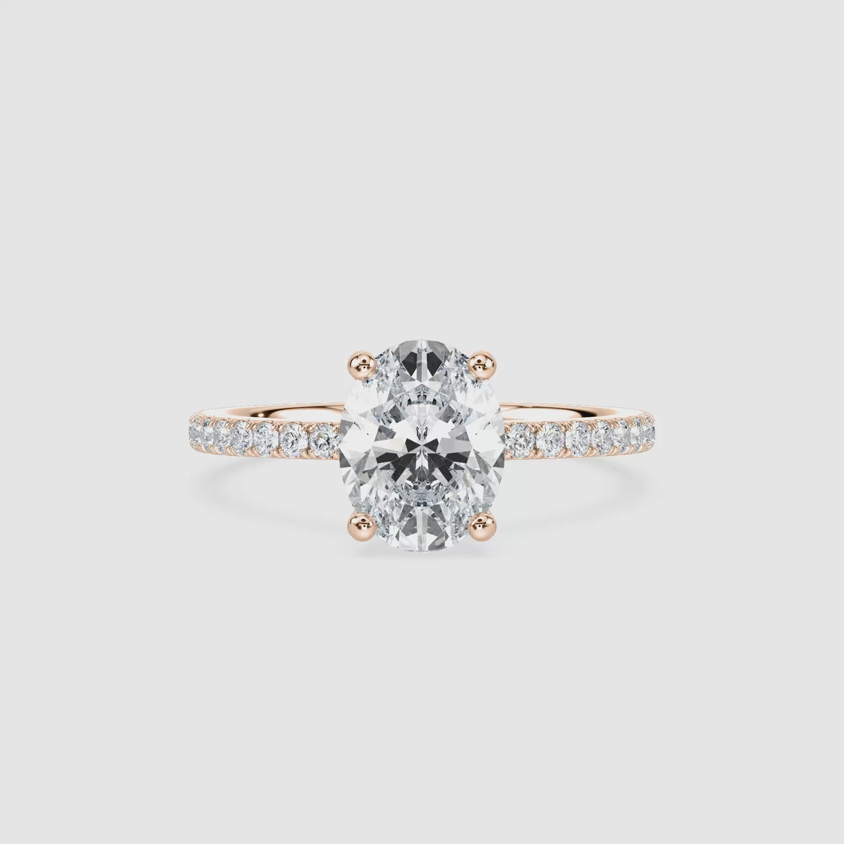 Video laden: Luisa Hidden Halo Verlobungsring – Ovalschliff – Roségold – Video