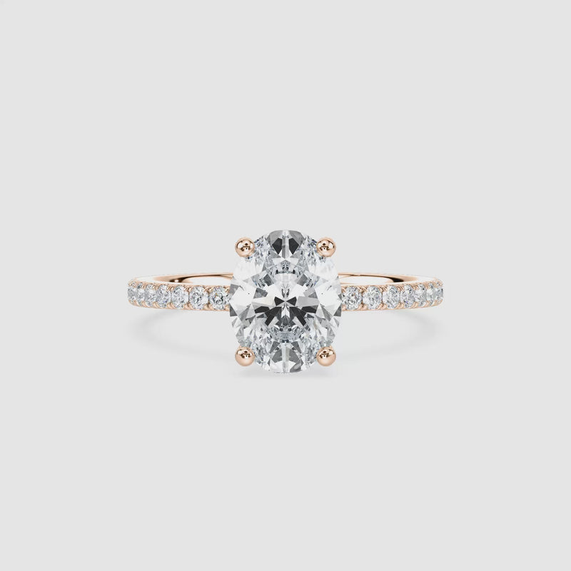 Luisa Hidden Halo Verlobungsring – Ovalschliff – Roségold – Video