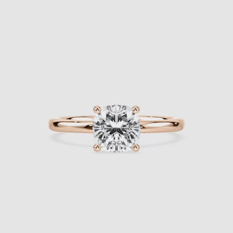 Marlene Blüten-Solitaire Verlobungsring – Kissenschliff – Roségold – Video