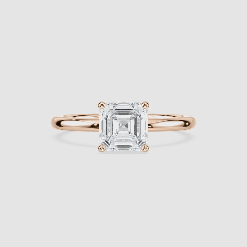 Marlene Blüten-Solitaire Verlobungsring – Asscherschliff – Roségold – Video