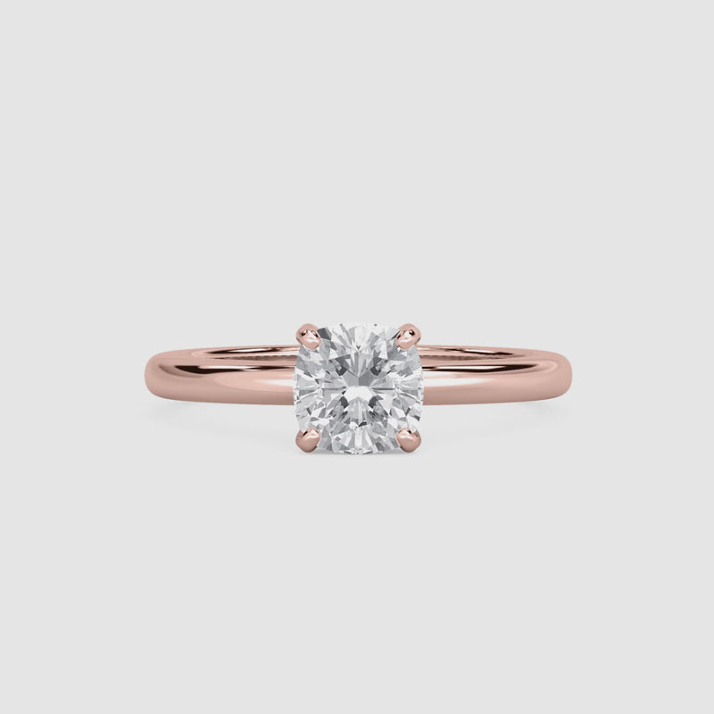 Emilia Solitaire Verlobungsring – Kissenschliff – Roségold – Video