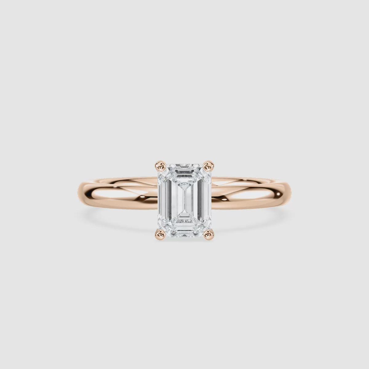 Video laden: Emilia Solitaire Verlobungsring – Smaragdschliff – Roségold – Video