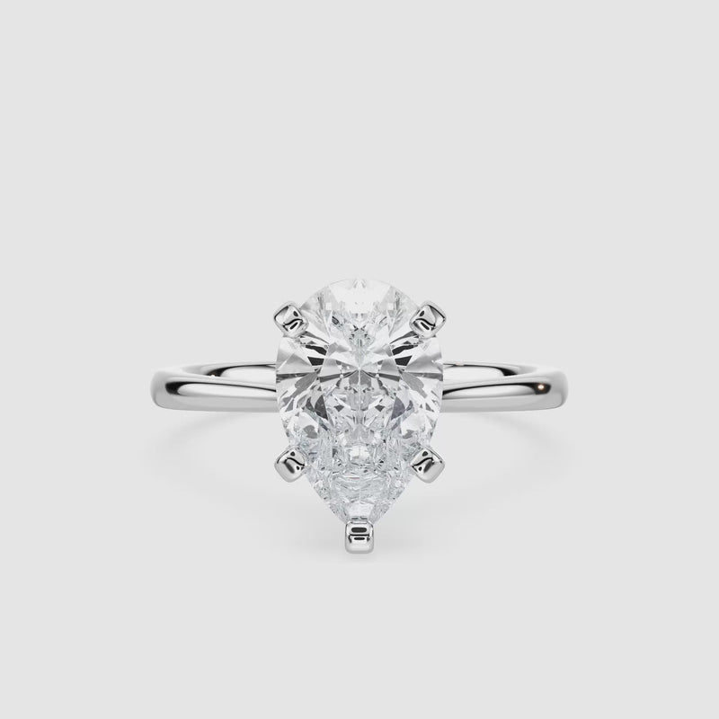 Sophie Kathedrale-Solitaire Verlobungsring – Tropfenschliff – Weißgold – Video