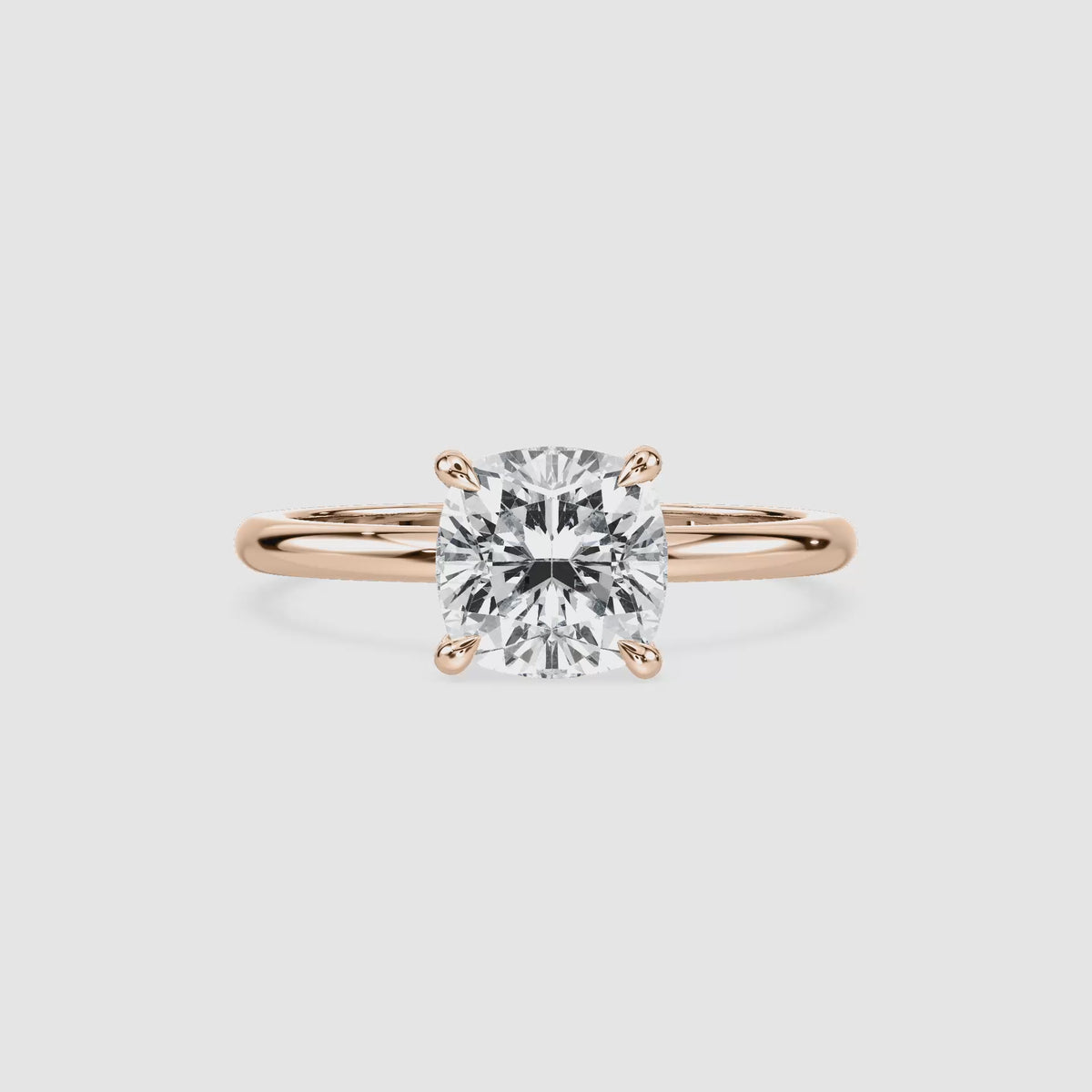 Video laden: Clara Solitaire Verlobungsring – Kissenschliff – Roségold – Video