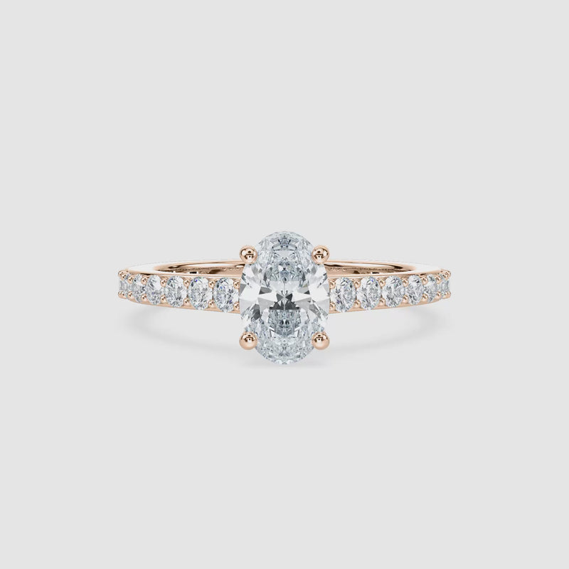 Hannah Hidden Halo Verlobungsring – Ovalschliff – Roségold – Video