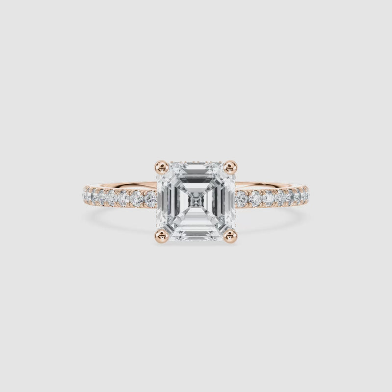 Luisa Hidden Halo Verlobungsring – Asscherschliff – Roségold – Video