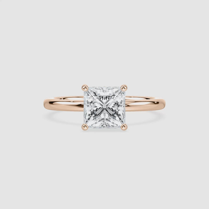 Marlene Blüten-Solitaire Verlobungsring – Prinzessschliff – Roségold – Video