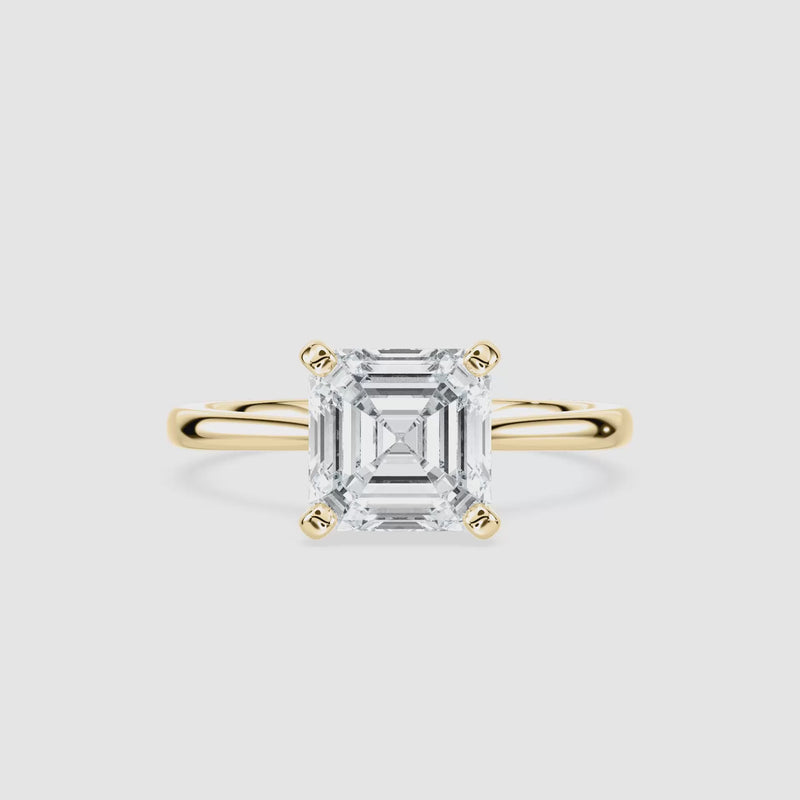 Sophie Kathedrale-Solitaire Verlobungsring – Asscherschliff – Gelbgold – Video