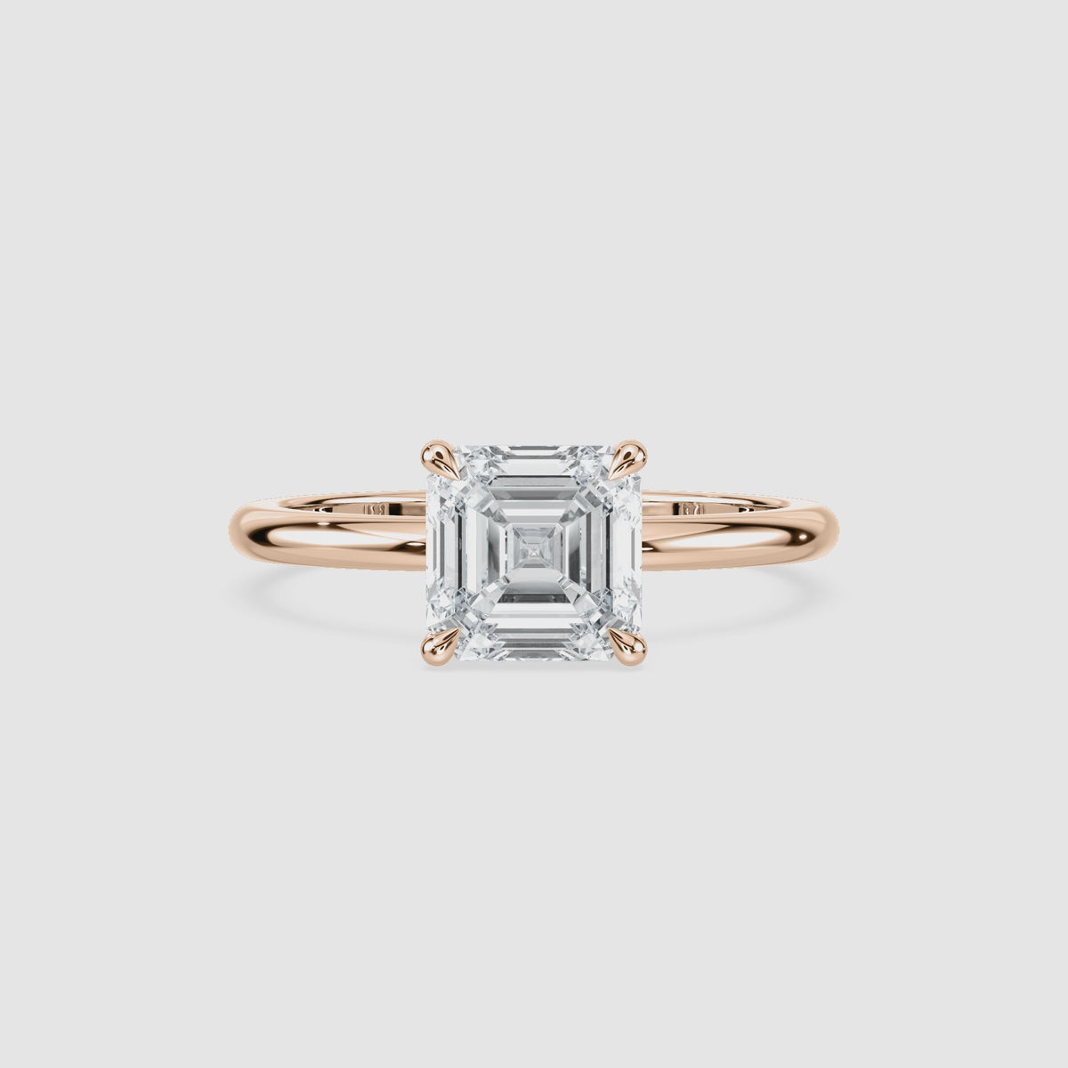 Video laden: Clara Solitaire Verlobungsring – Asscherschliff – Roségold – Video