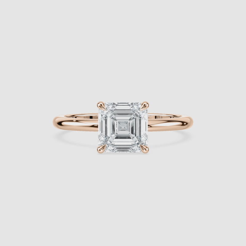 Clara Solitaire Verlobungsring – Asscherschliff – Roségold – Video