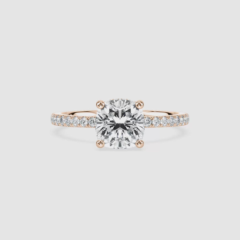Luisa Hidden Halo Verlobungsring – Kissenschliff – Roségold – Video