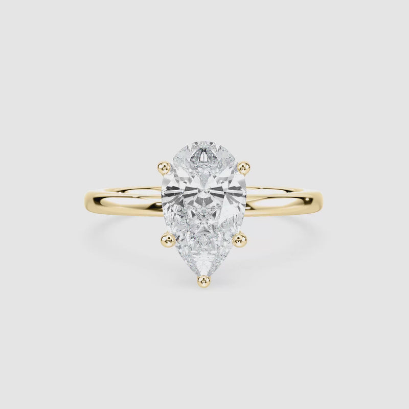 Marlene Blüten-Solitaire Verlobungsring – Tropfenschliff – Gelbgold – Video